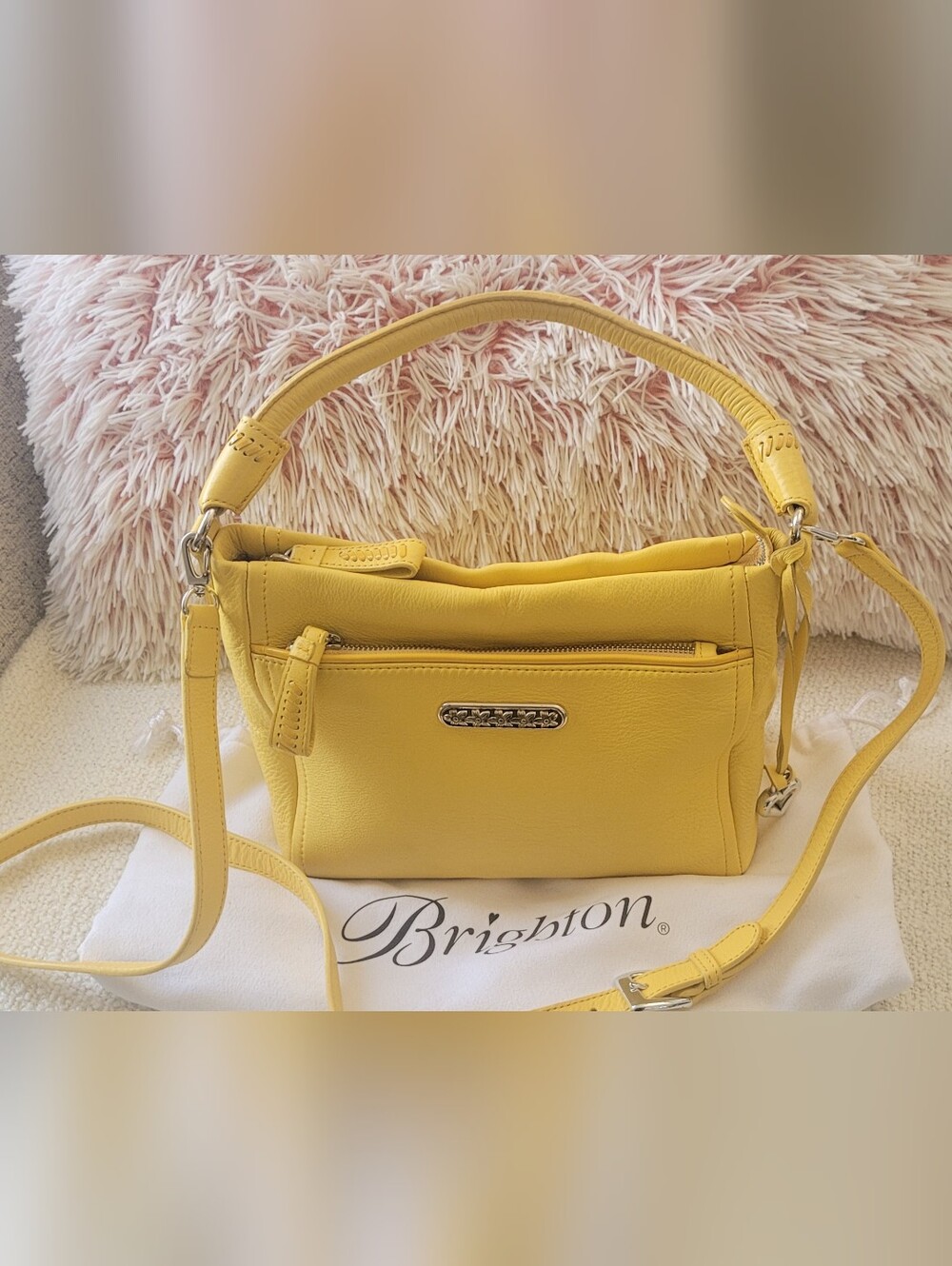 Brighton Yellow Leather Crossbody Bag with Top Handle